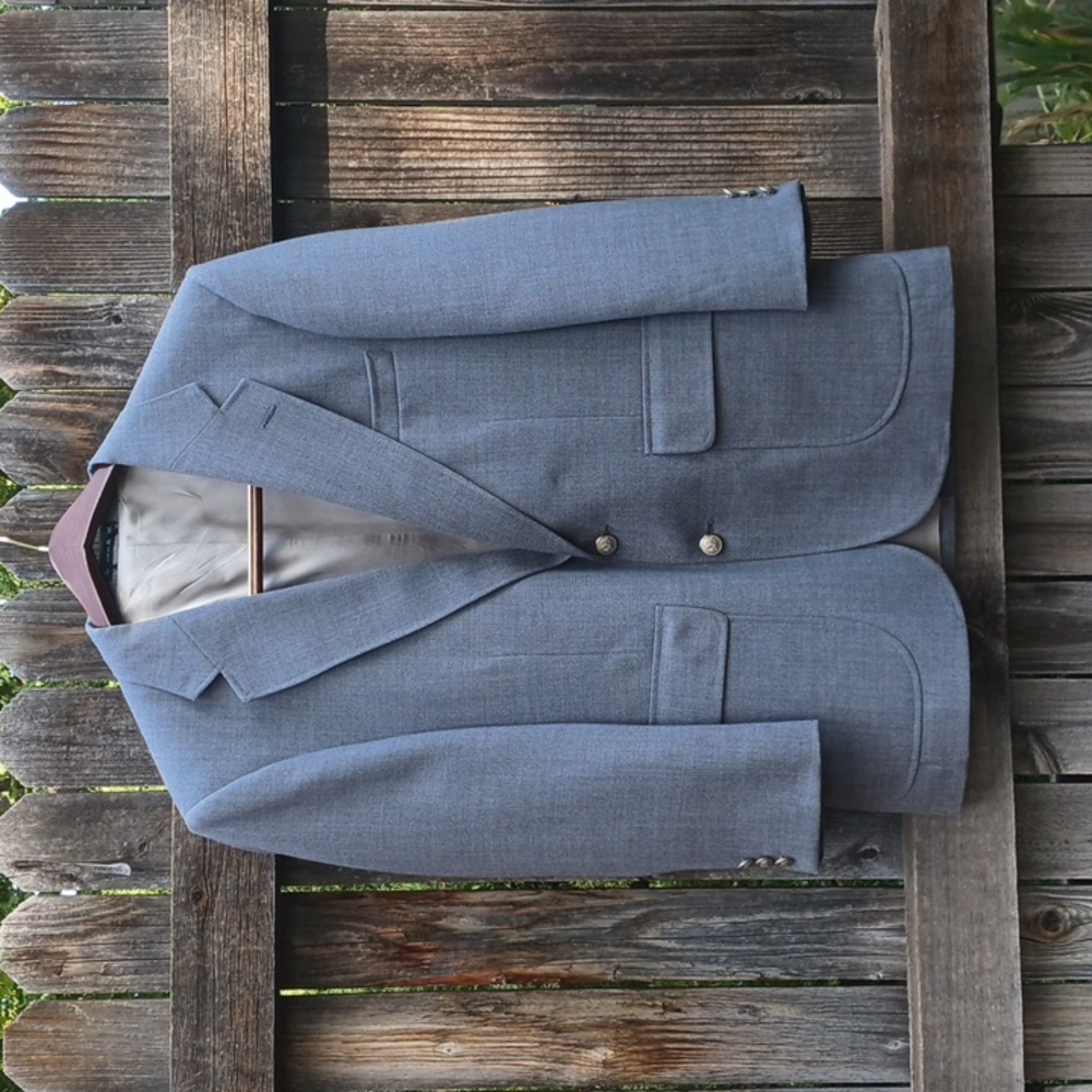 Mens Gray Wool Dress Blazer, Stafford, 42S